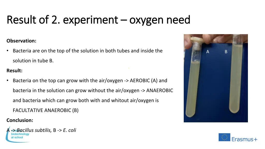 r result esult of 2 experiment of 2 experiment