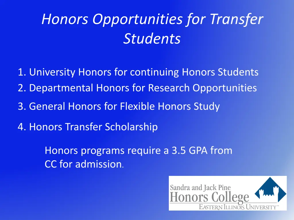 honors opportunities for transfer students