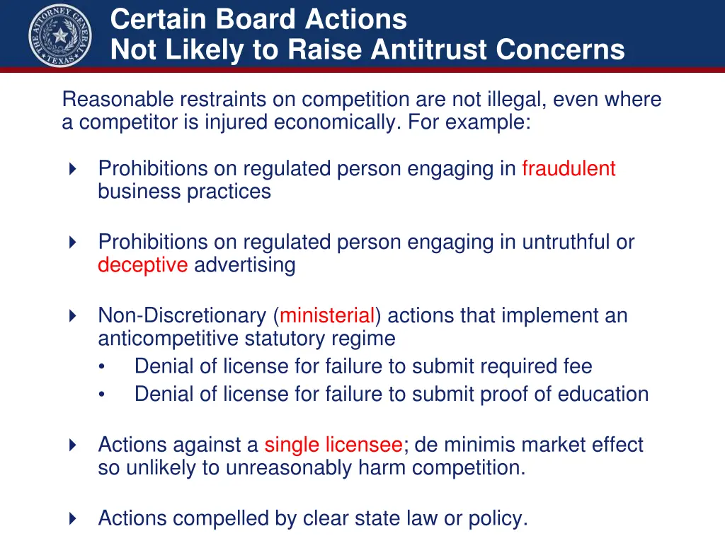 certain board actions not likely to raise