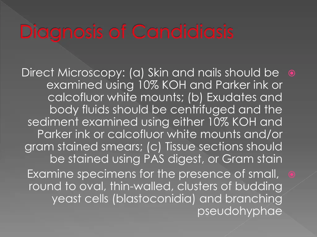 diagnosis of candidiasis