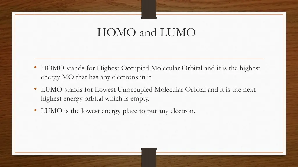 homo and lumo