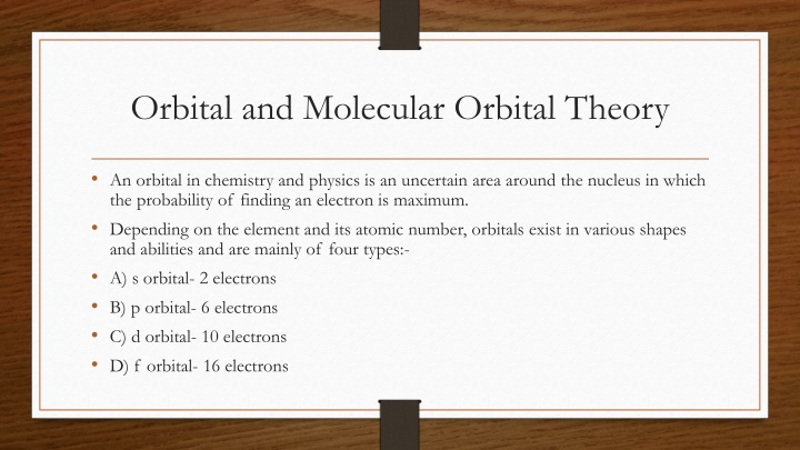 orbital and molecular orbital theory