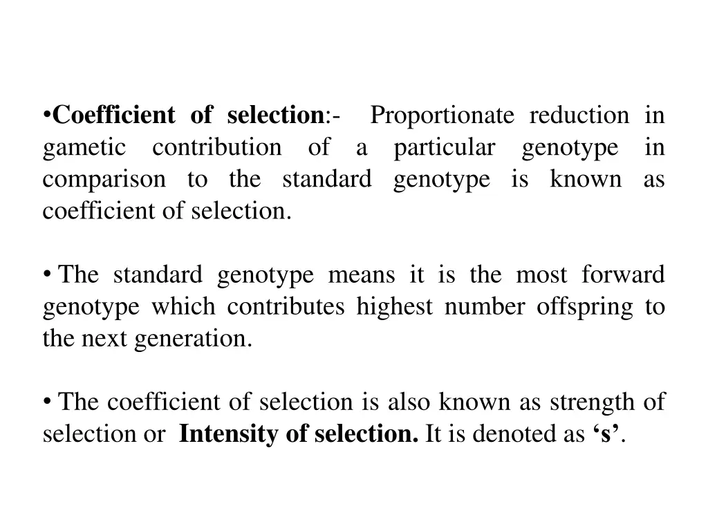 coefficient of selection gametic contribution