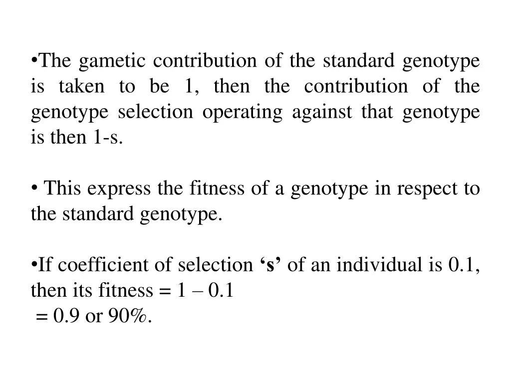 the gametic contribution of the standard genotype