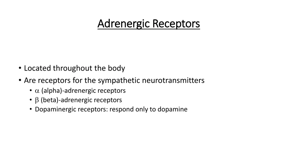 adrenergic receptors adrenergic receptors