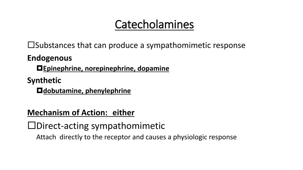 catecholamines catecholamines