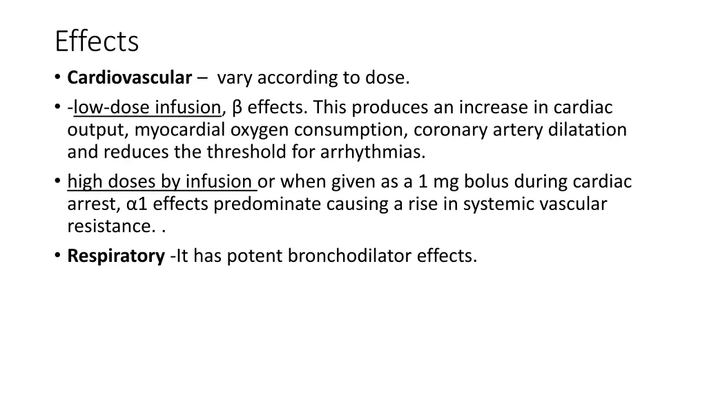 effects cardiovascular vary according to dose