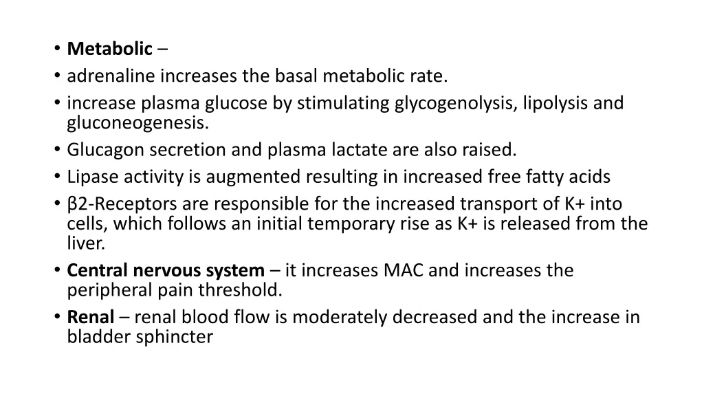 metabolic adrenaline increases the basal