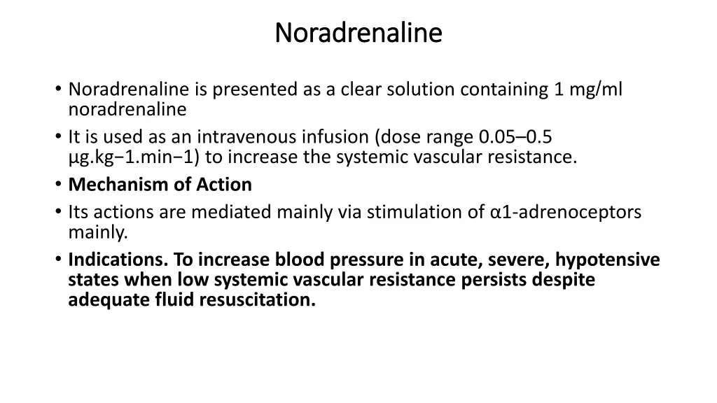 noradrenaline noradrenaline