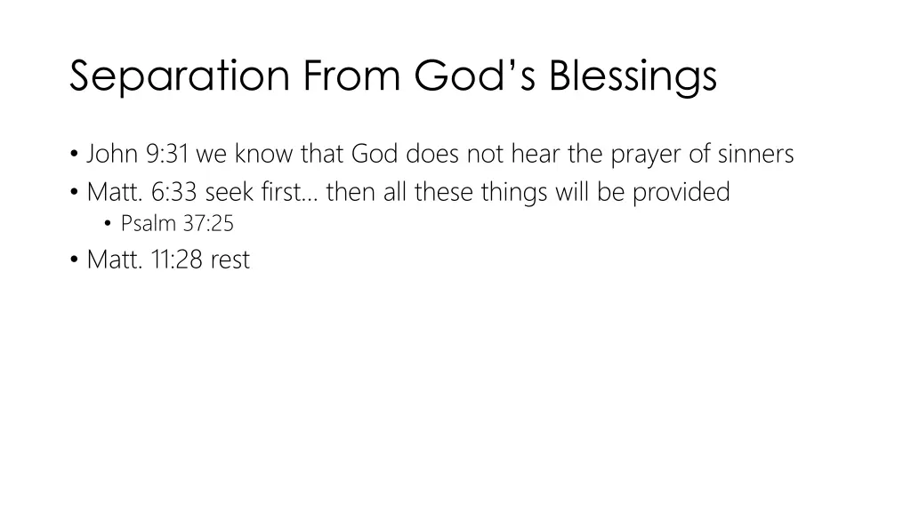 separation from god s blessings