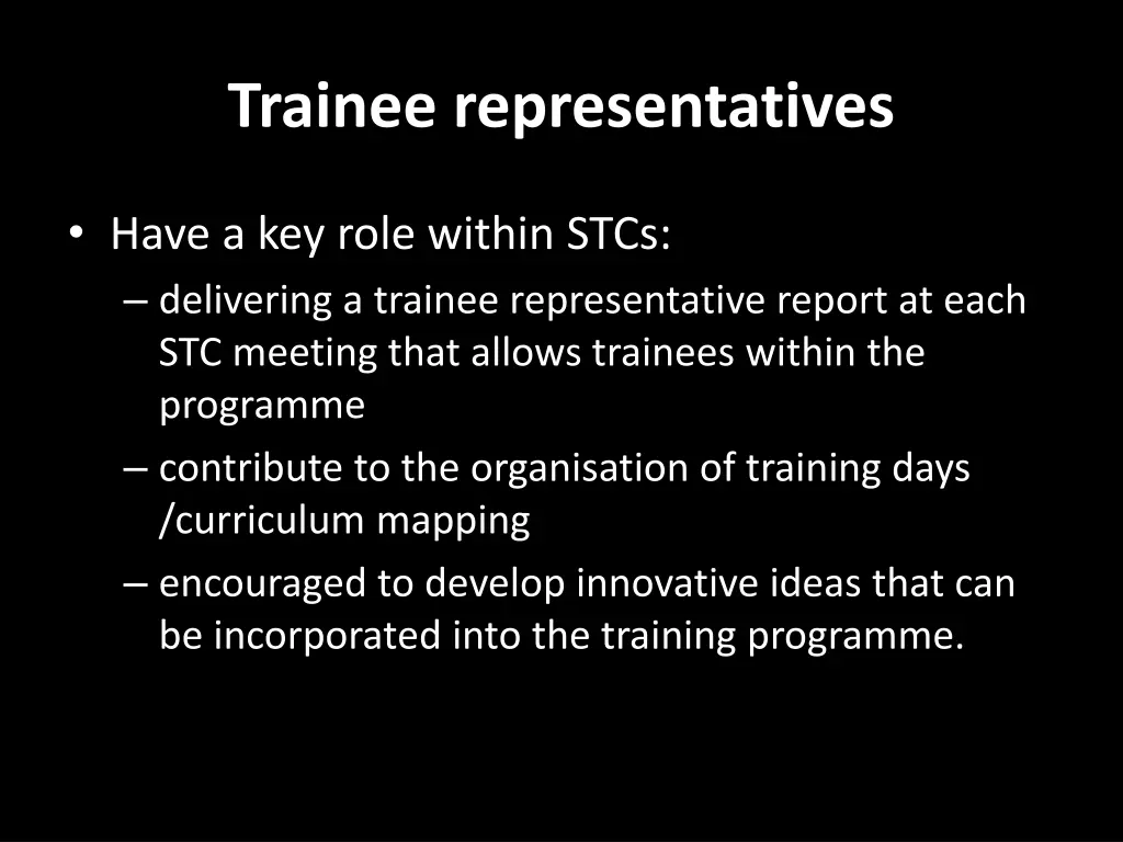 trainee representatives