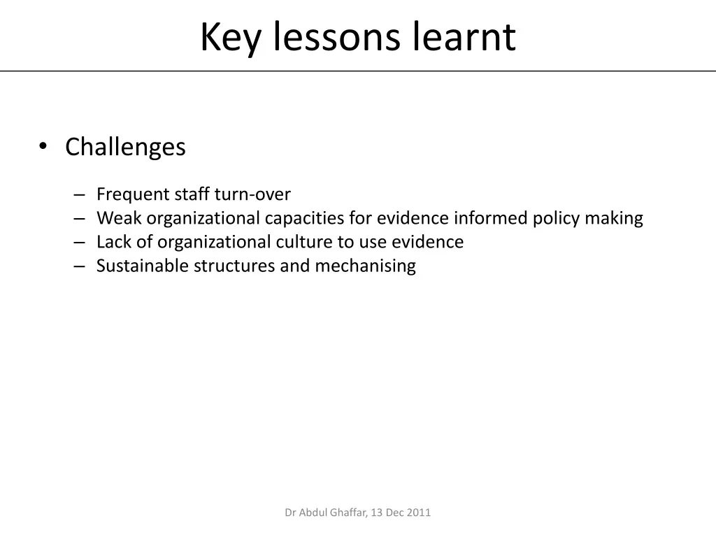 key lessons learnt 1