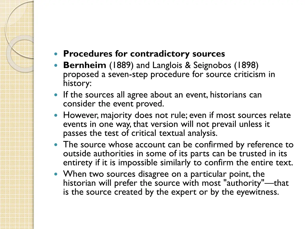 procedures for contradictory sources bernheim