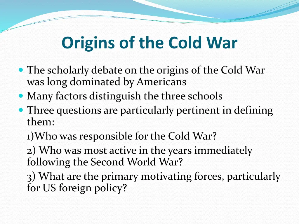 origins of the cold war