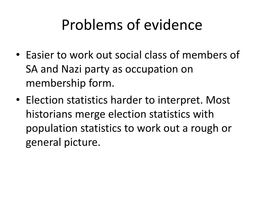 problems of evidence