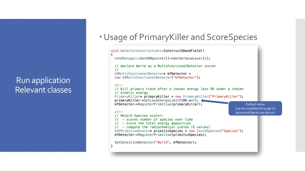 usage of primarykiller and scorespecies