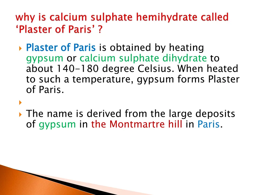 plaster of paris gypsum or calcium sulphate
