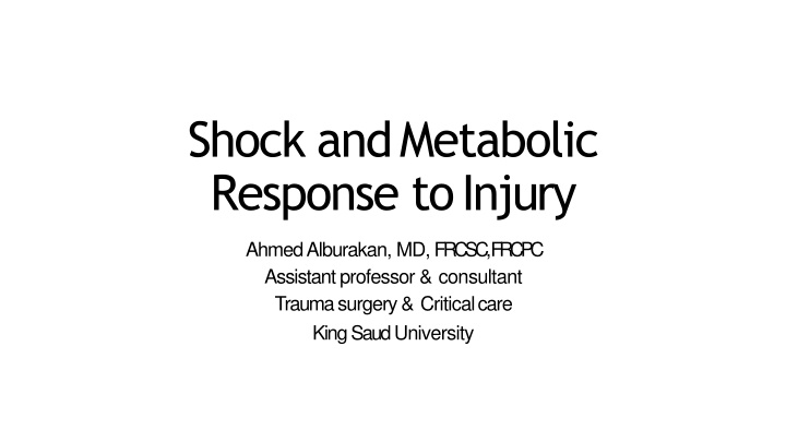 shock and metabolic response to injury