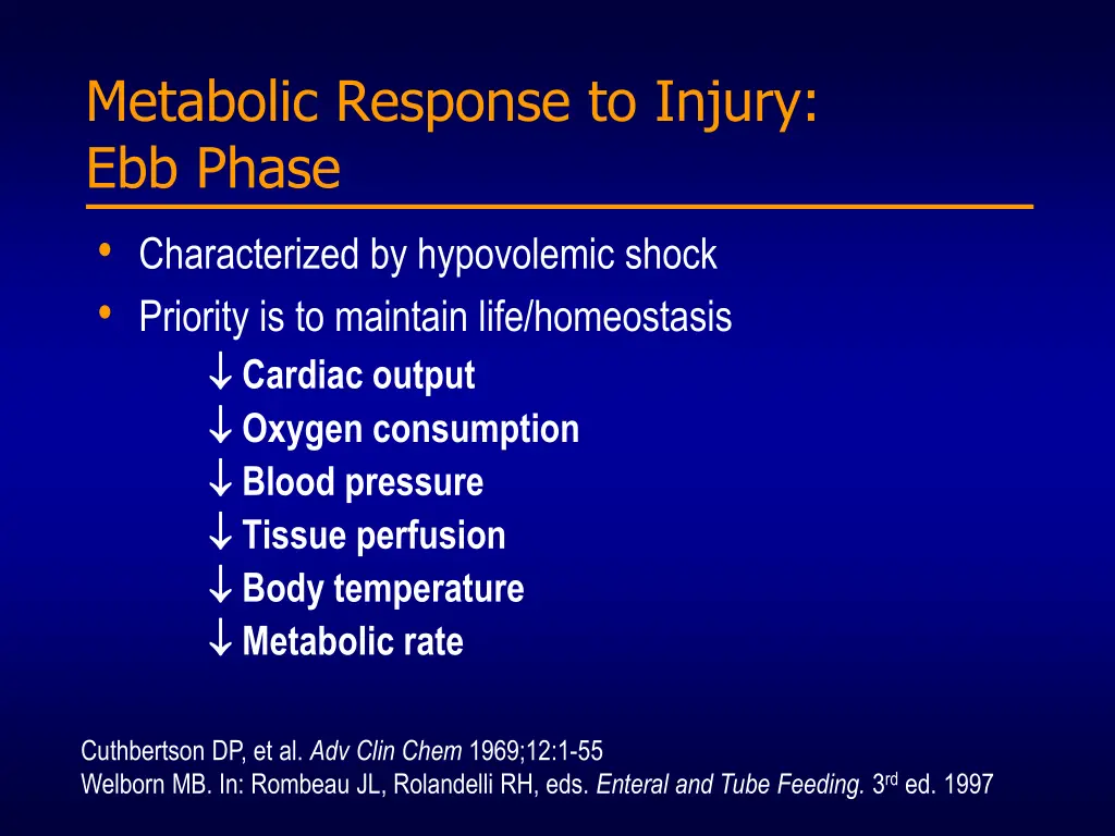 metabolic response to injury ebb phase