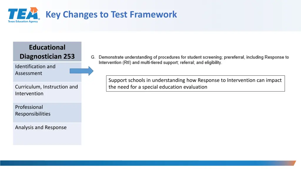 key changes to test framework 1