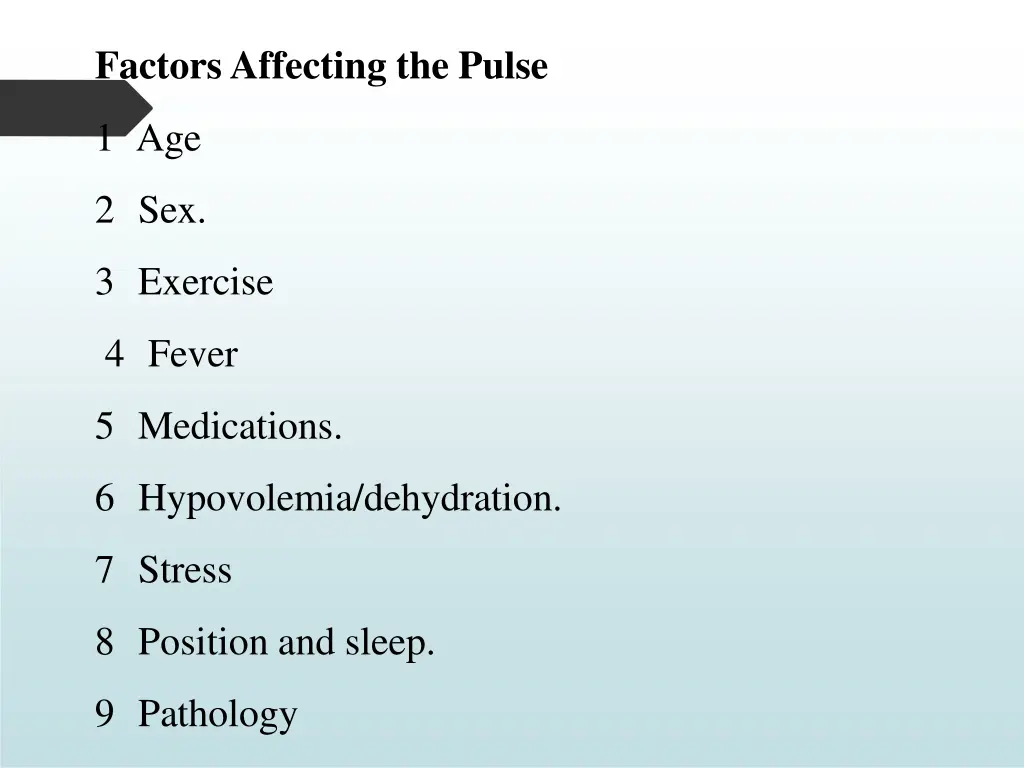 factors affecting the pulse