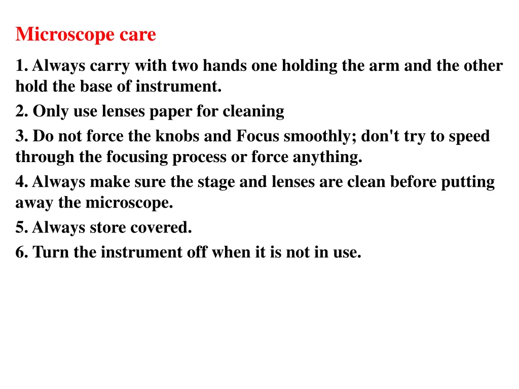 microscope care