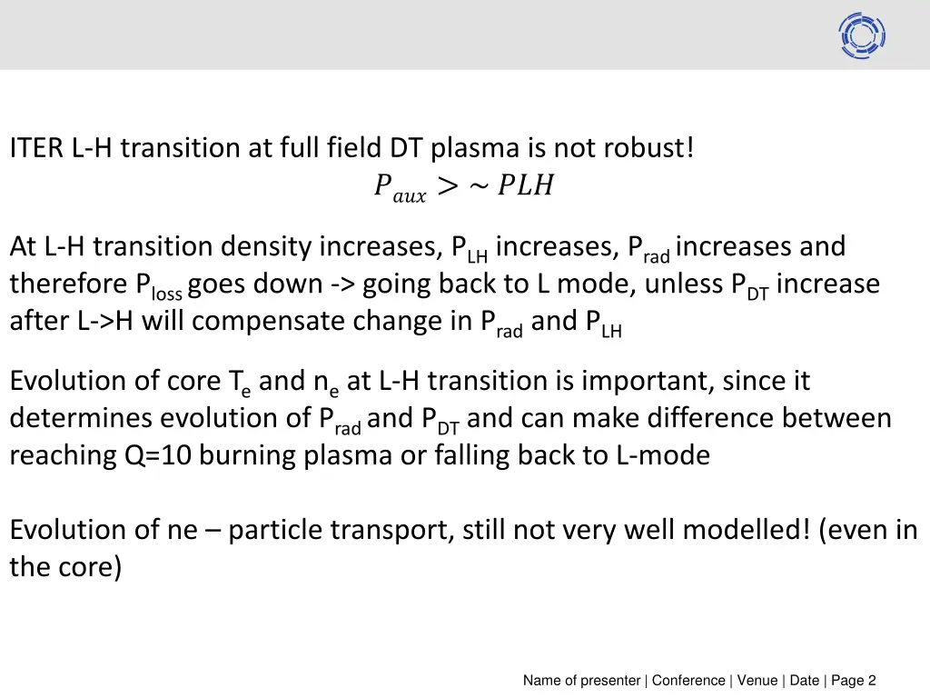 iter l h transition at full field dt plasma
