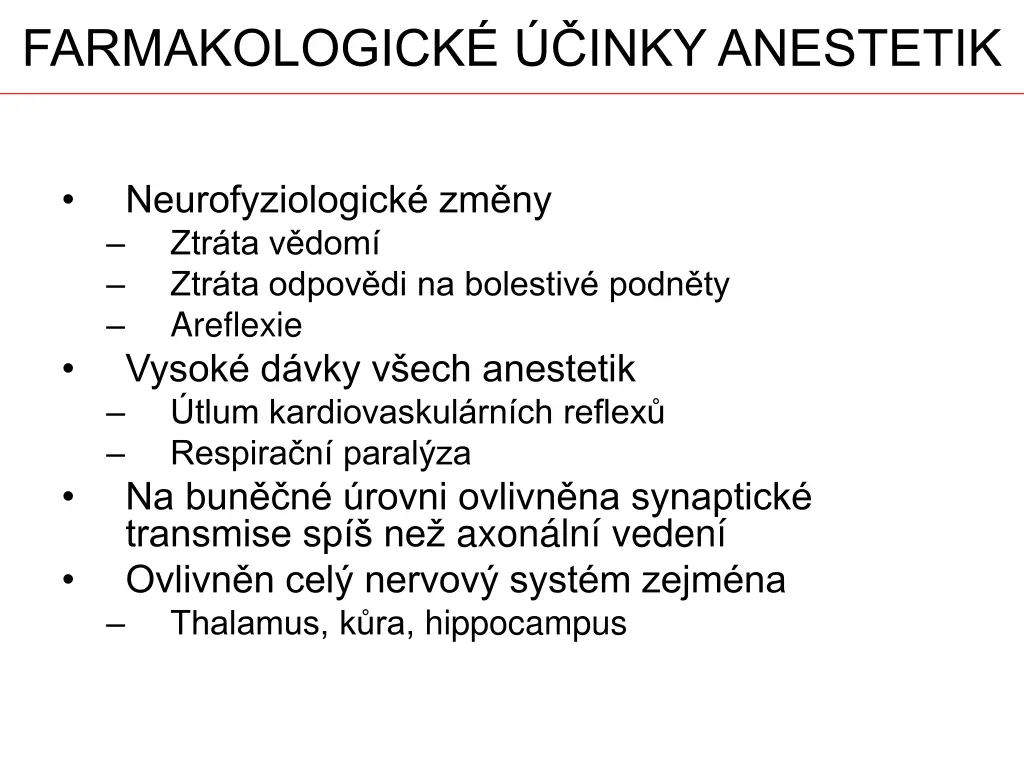 farmakologick inky anestetik