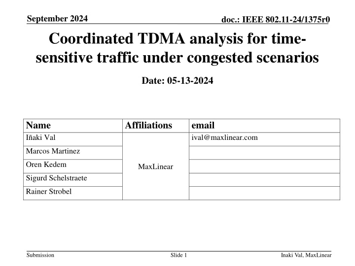 september 2024 coordinated tdma analysis for time