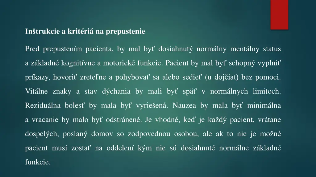 in trukcie a krit ri na prepustenie
