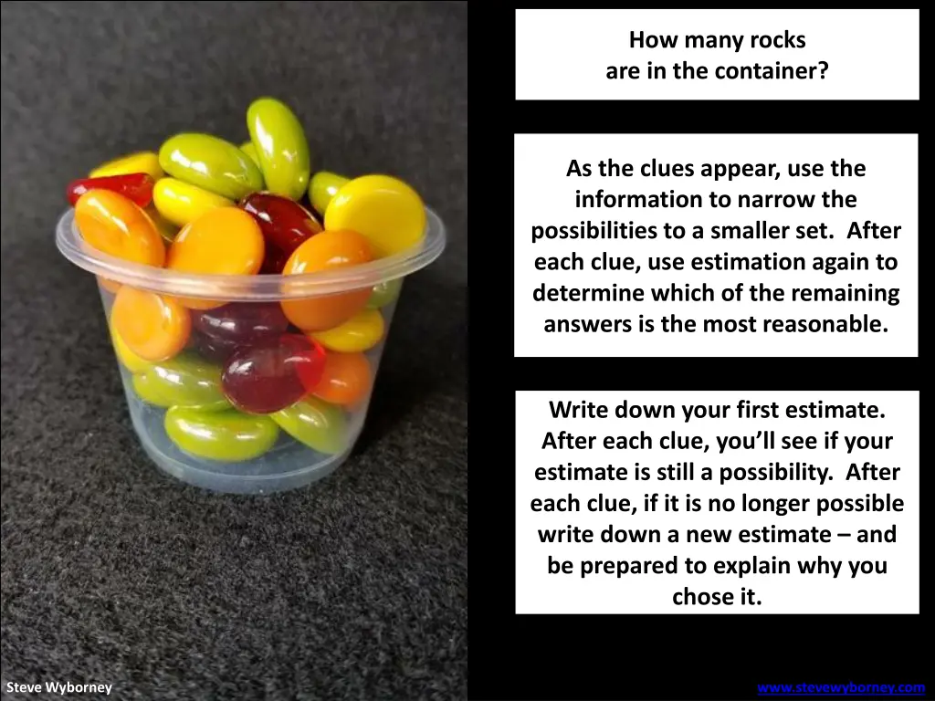 how many rocks are in the container 2