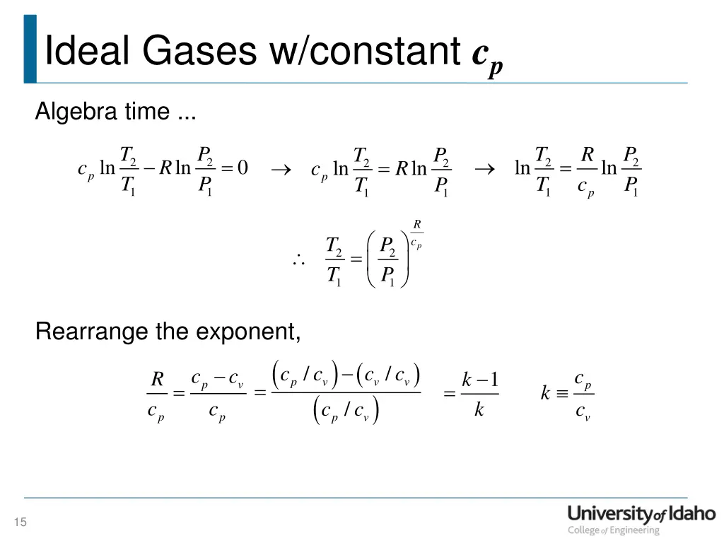 ideal gases w constant c p 1