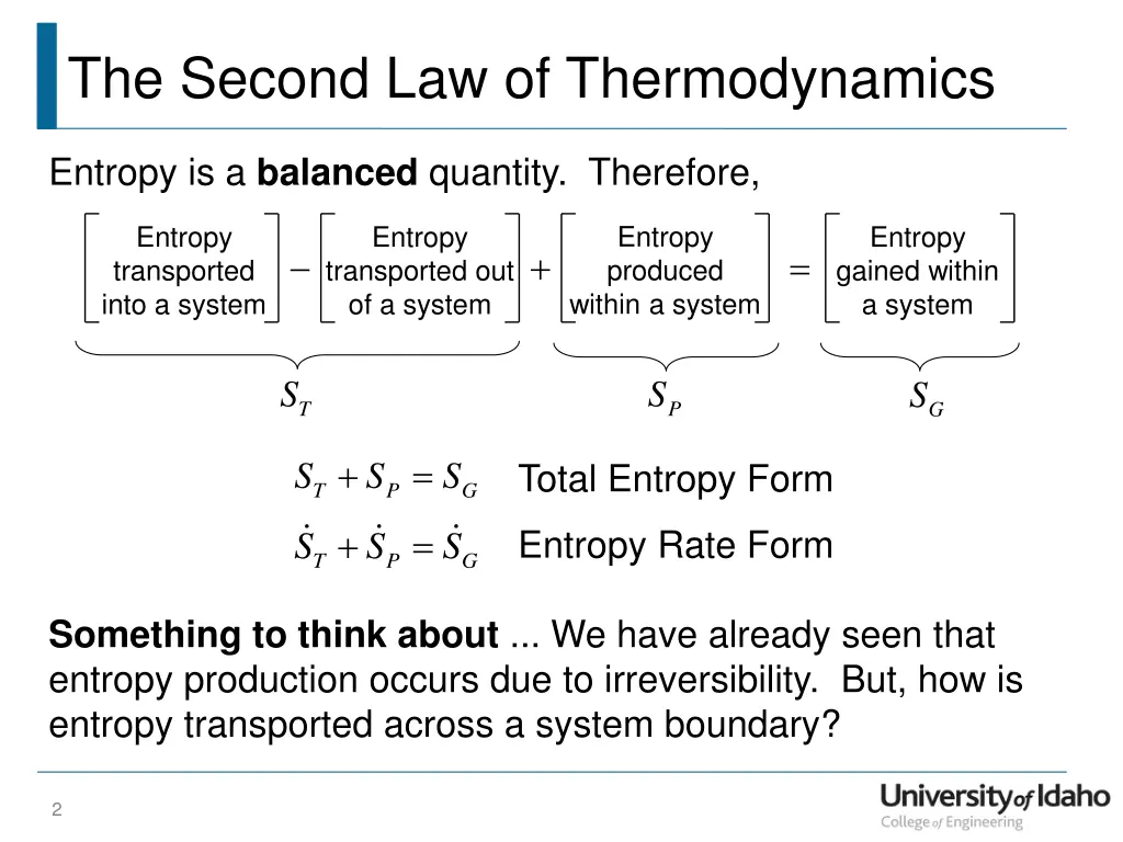 the second law of thermodynamics