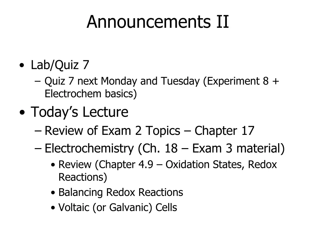 announcements ii