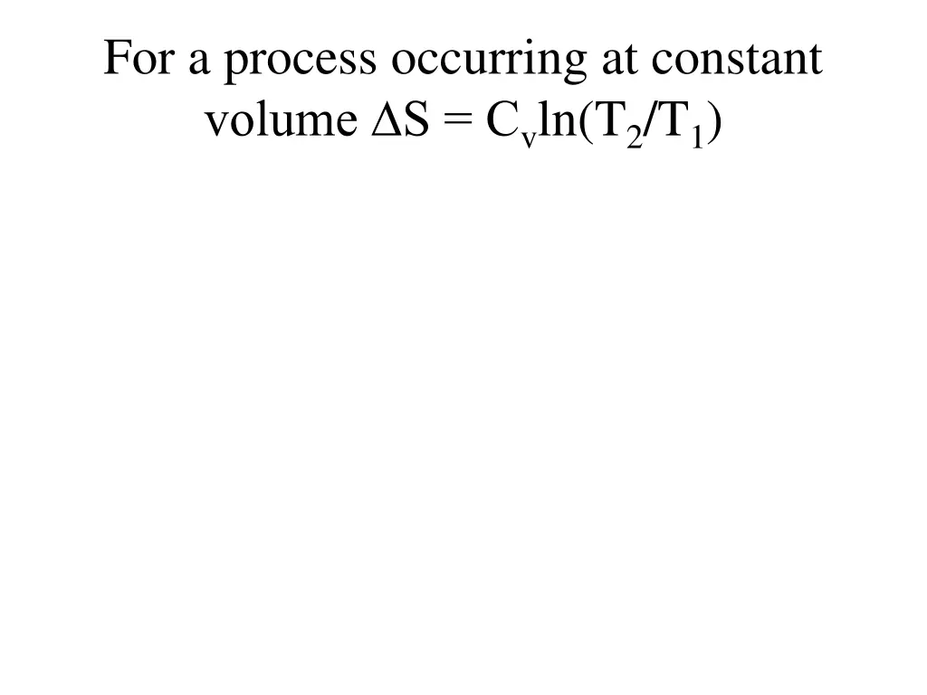 for a process occurring at constant volume