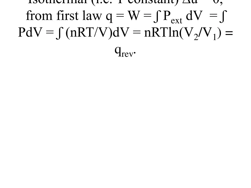 isothermal i e t constant u 0 from first