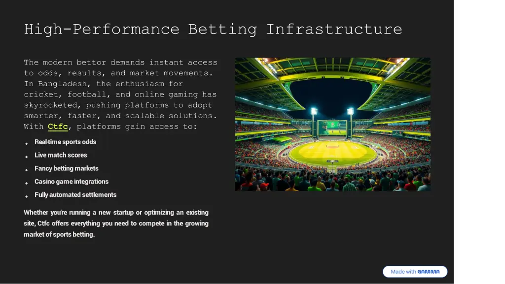 high performance betting infrastructure