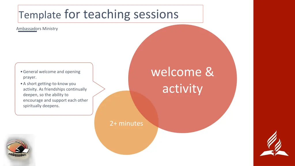 template for teaching sessions