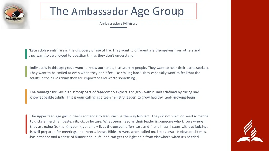 the ambassador age group