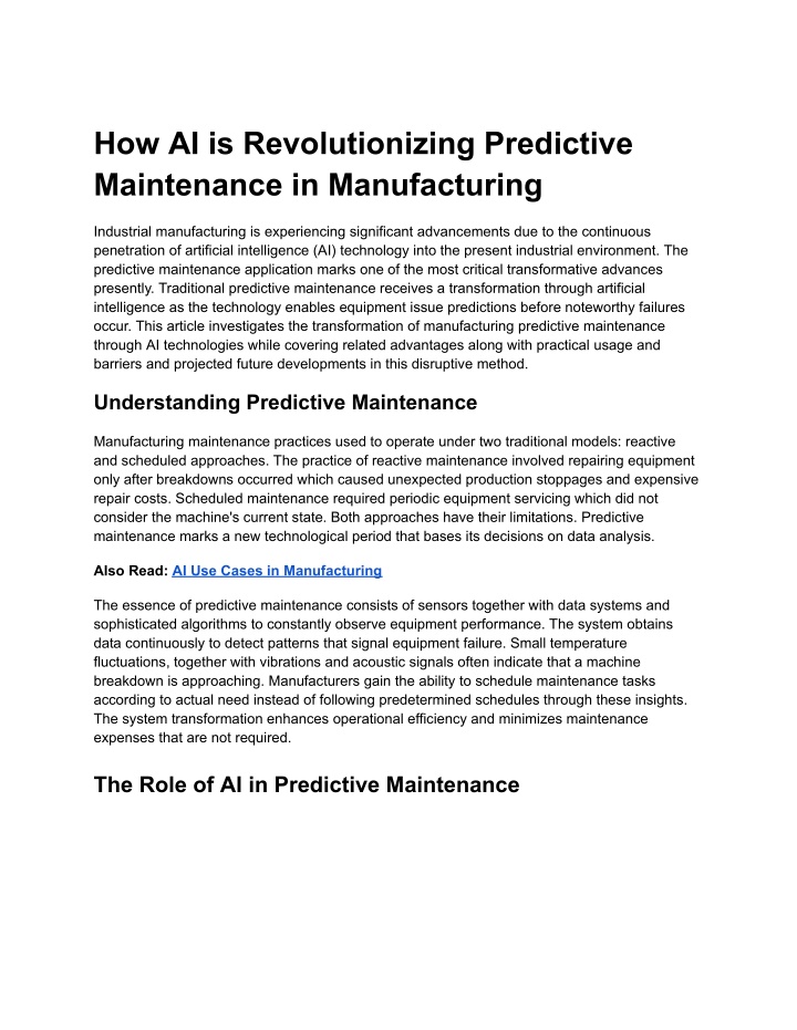 how ai is revolutionizing predictive maintenance