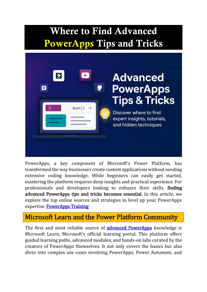 where to find advanced powerapps tips and tricks