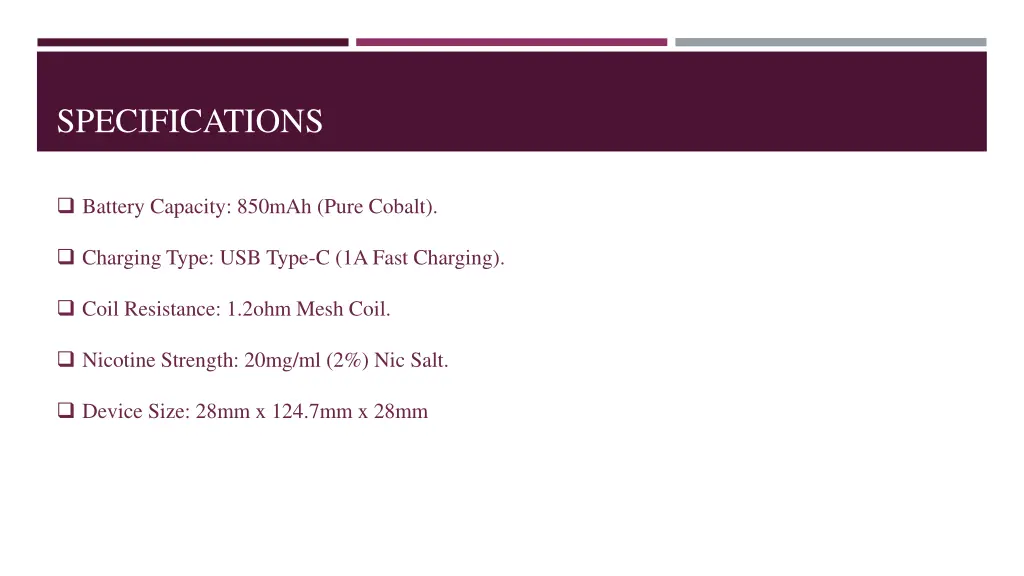 specifications