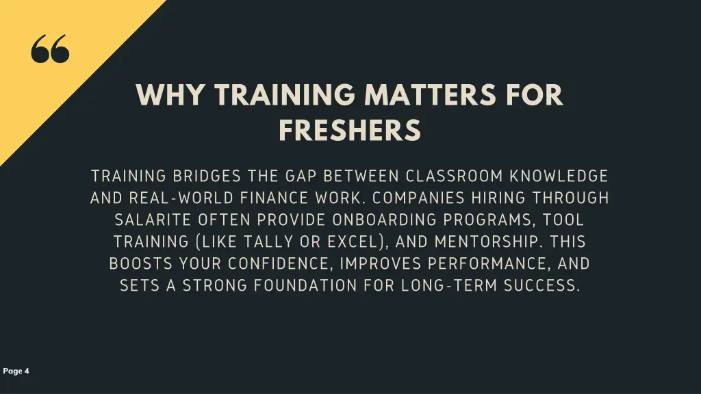 why training matters for freshers