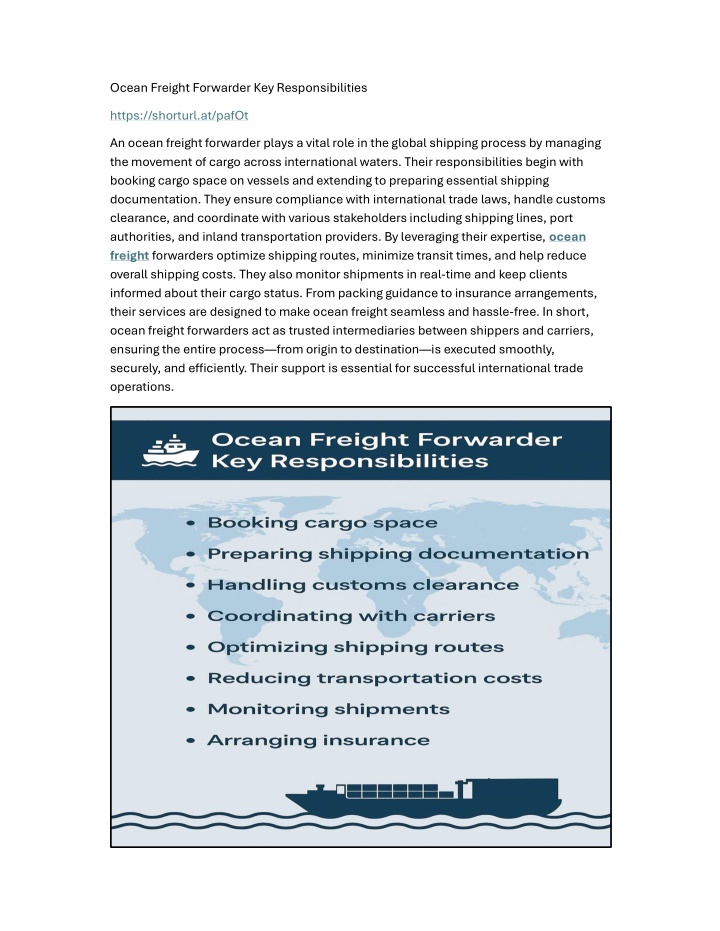 ocean freight forwarder key responsibilities