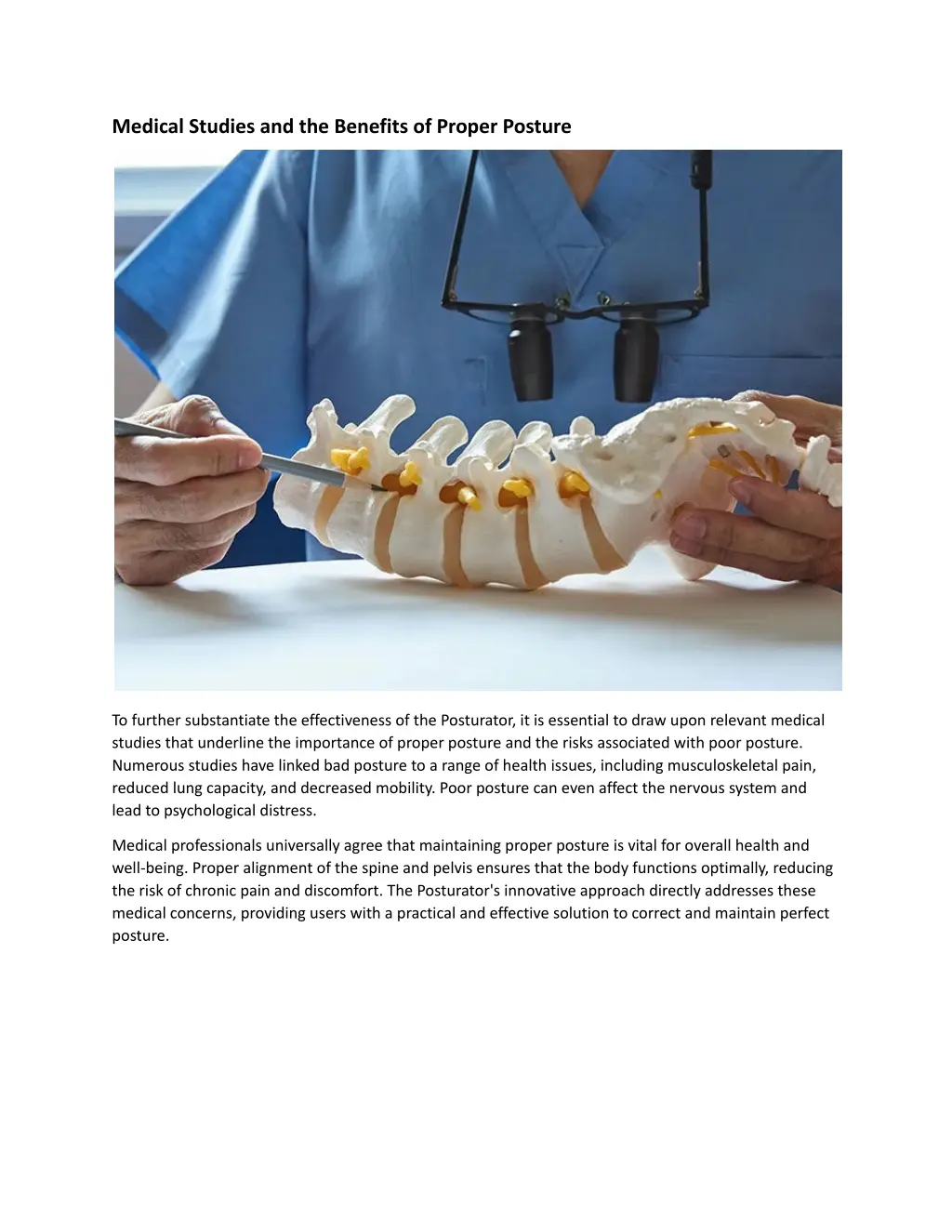medical studies and the benefits of proper posture