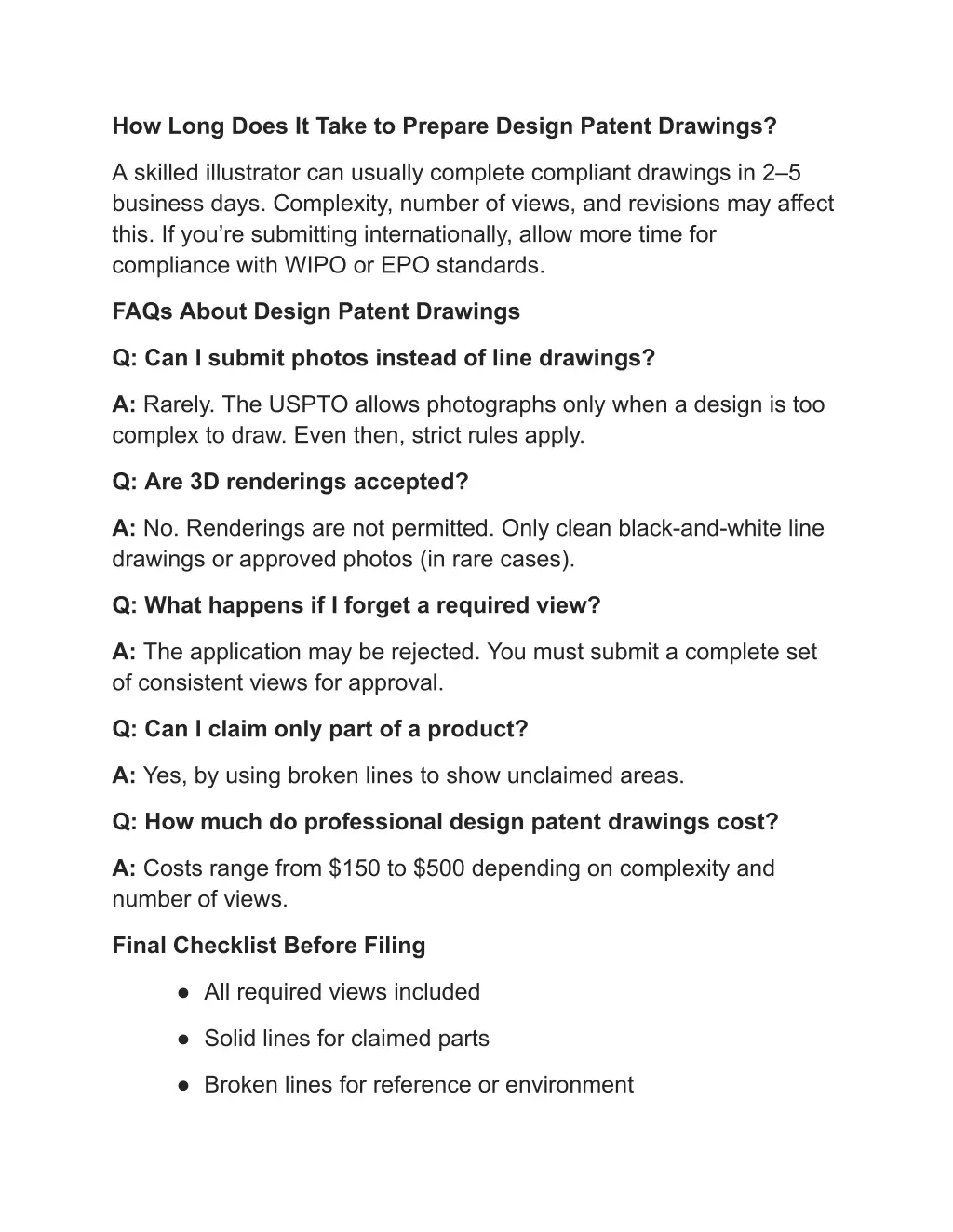 how long does it take to prepare design patent