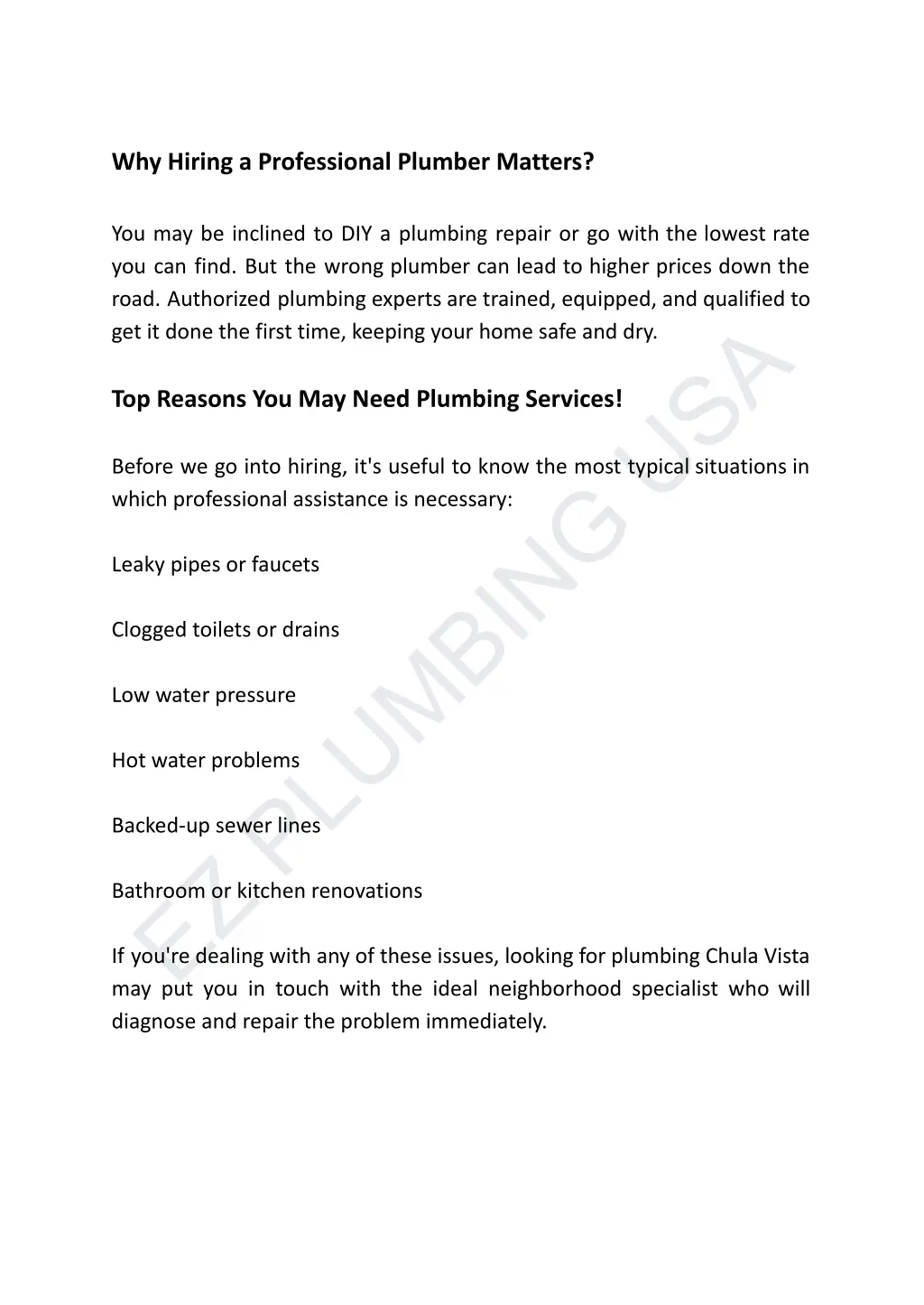 why hiring a professional plumber matters