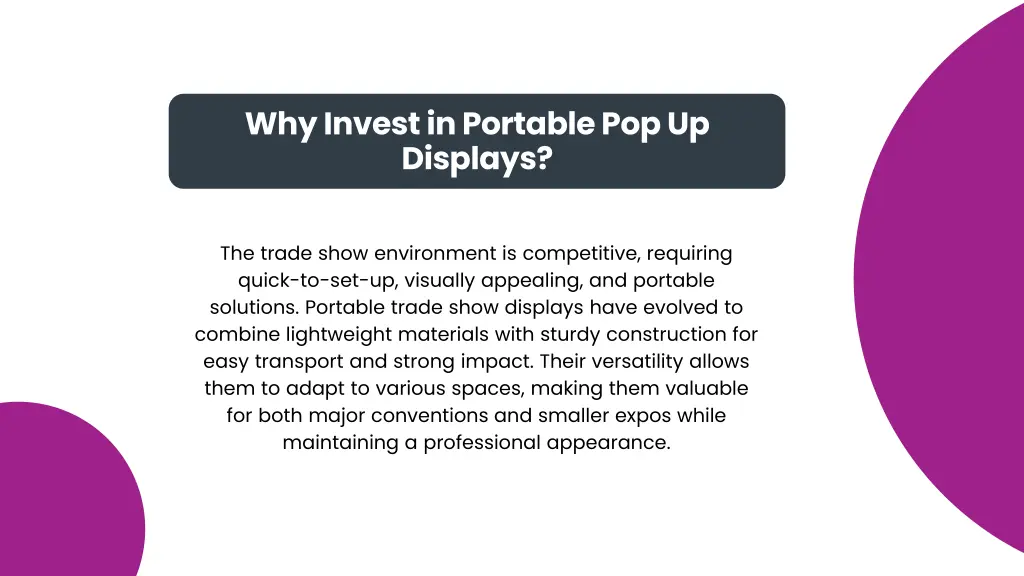 why invest in portable pop up displays