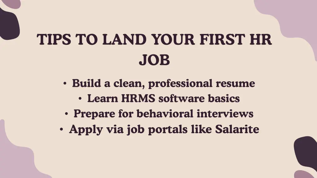 tips to land your first hr job