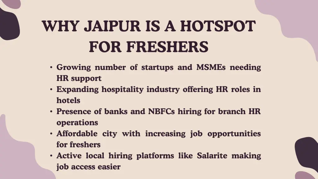 why jaipur is a hotspot for freshers